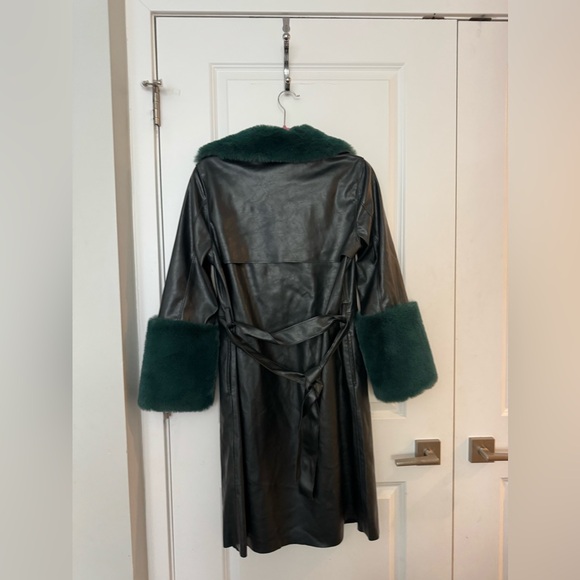 Blank NYC Emerald Green Faux Leather and Fur lined Trench Coat - Picture 5 of 7
